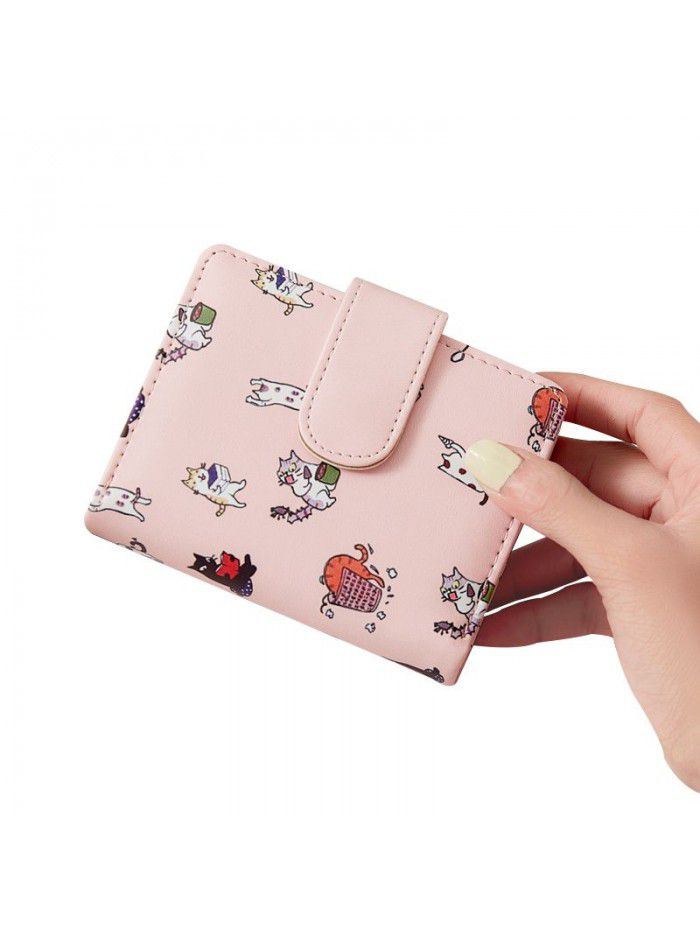  new wallet female student Korean cute cartoon fashion folding zero wallet female multi function card bag