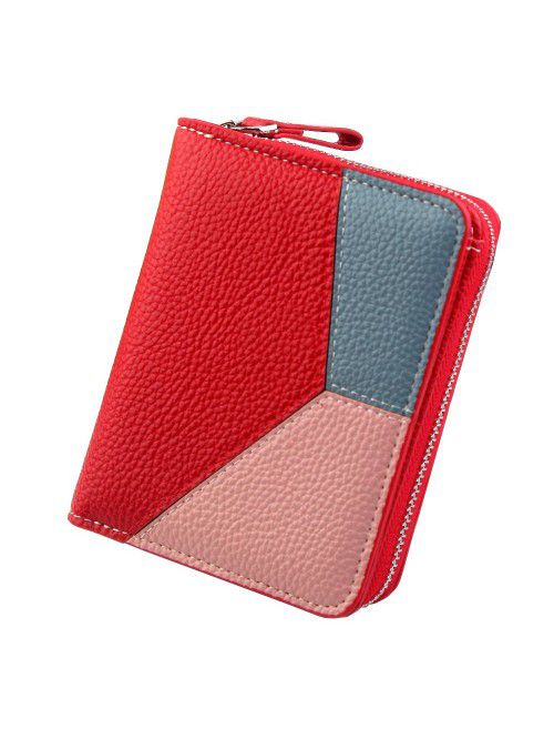 New short wallet women's splicing leather zero wal...