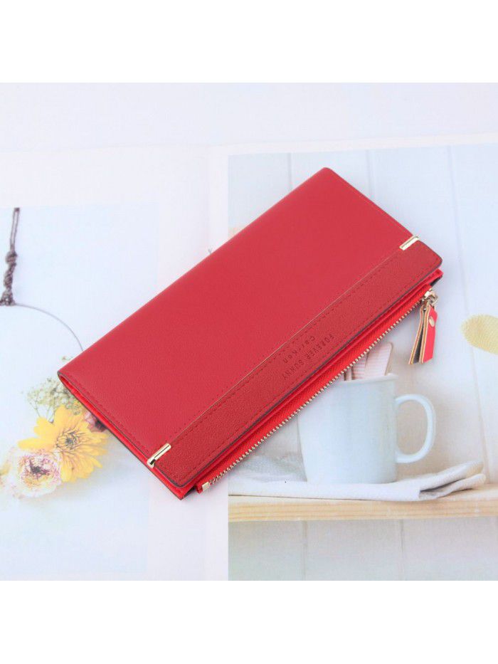  new women's wallet Korean fashion long buckle zipper bag multi color leather zero wallet