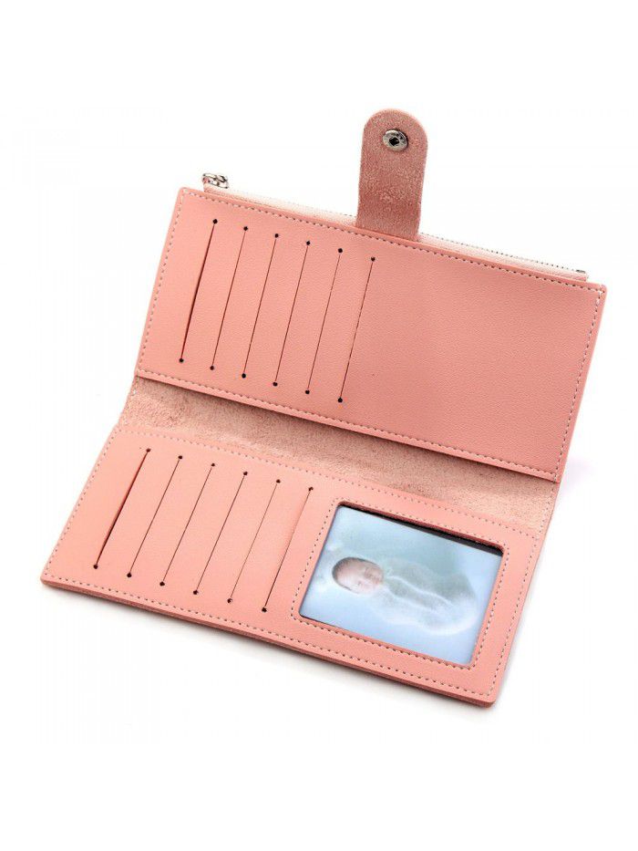 Hengsheng new women's wallet long mobile phone bag Korean wallet fashion multi function button hand bag