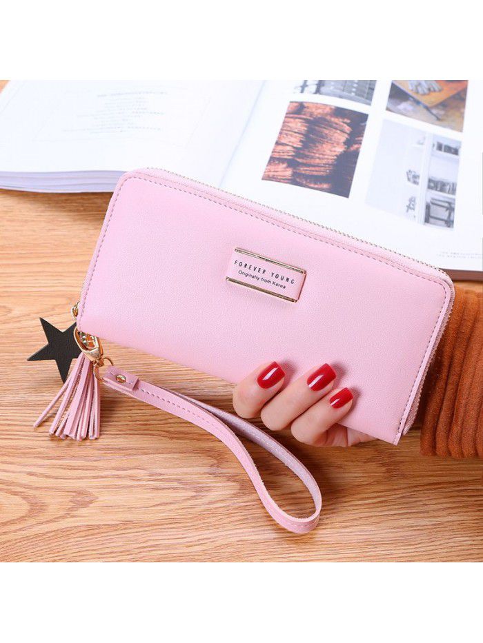 Women's purse 2020 new female student Korean tassel zipper multi function long large capacity Wallet Bag