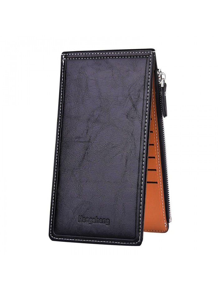 Hengsheng card bag wholesale oil wax skin lady's wallet multi card clip women's thin mobile phone bag factory sales