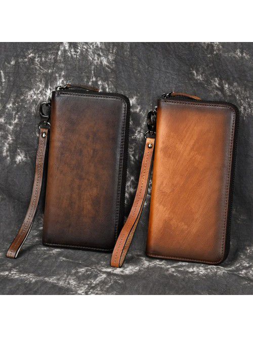 Tree cream leather business retro men's wallet Eur...