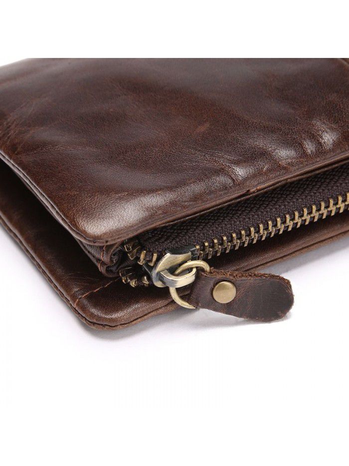 Source of foreign trade new head leather oil wax leather multi card long wallet business men's large capacity Wallet