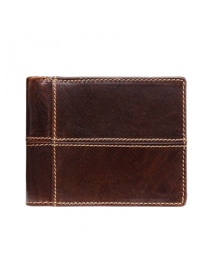 New leather wallet men's Leather Wallet casual short oil wax leather wallet men's multi card generation