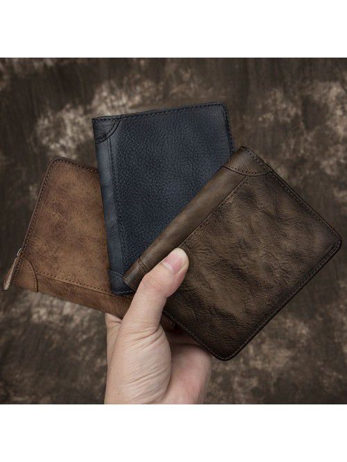 Men's European and American wallet short leather l...