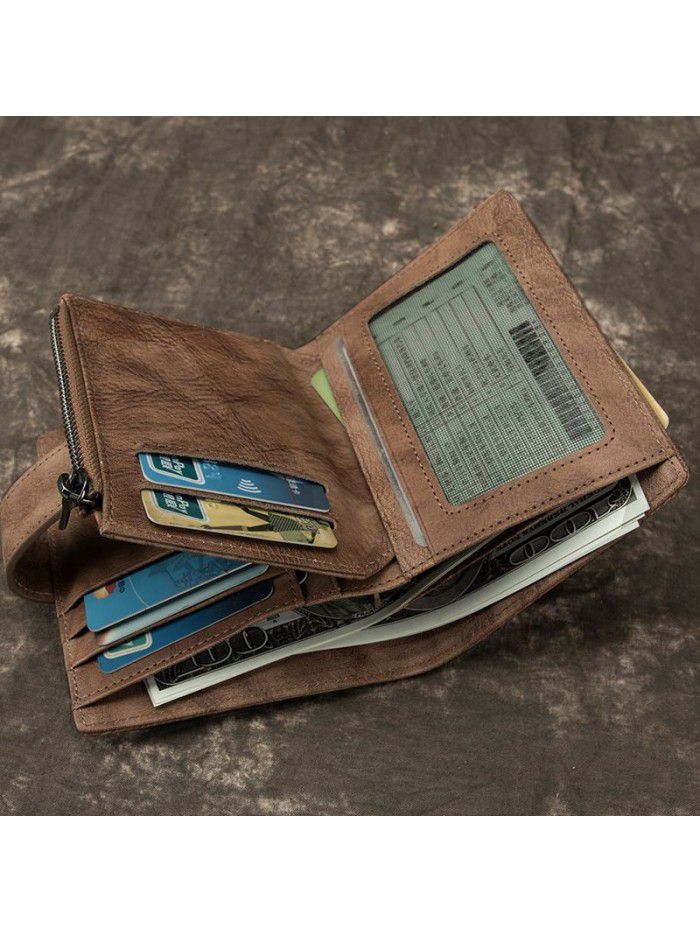 New Retro head leather men's handbag handmade wallet men's wallet leather wallet men's long European and American handbag