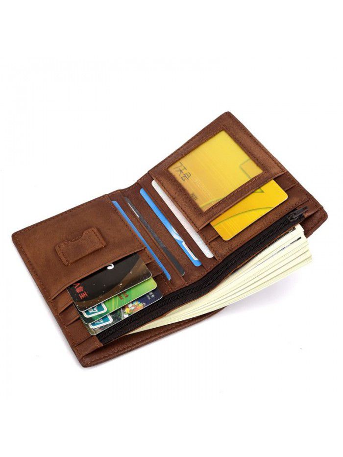 New vegetable tanned leather retro men's wallet anti theft brush anti RFID head leather wallet leather used Wallet