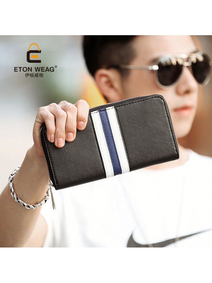 Mobile phone bag new men's new wallet grab bag trend color contrast Long Wallet multi Card Wallet