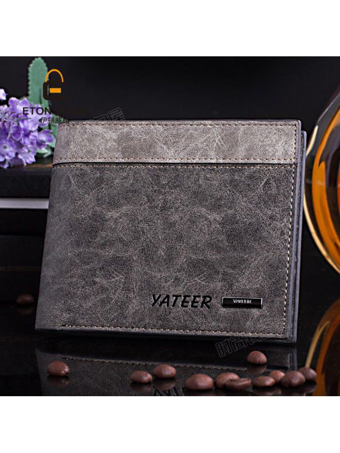 With box men's Wallet New Summer frosted leather wallet Korean men's short wallet student horizontal Wallet