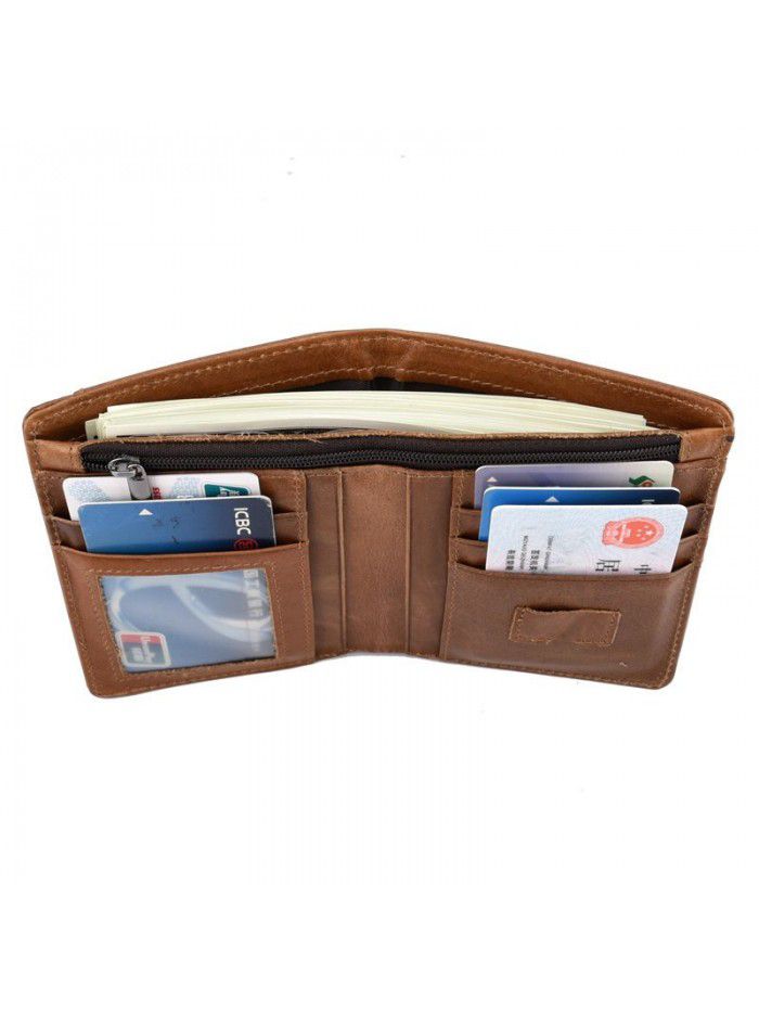 Cross border oil wax skin Retro Leather Men's wallet leisure multi card short wallet manufacturers wholesale