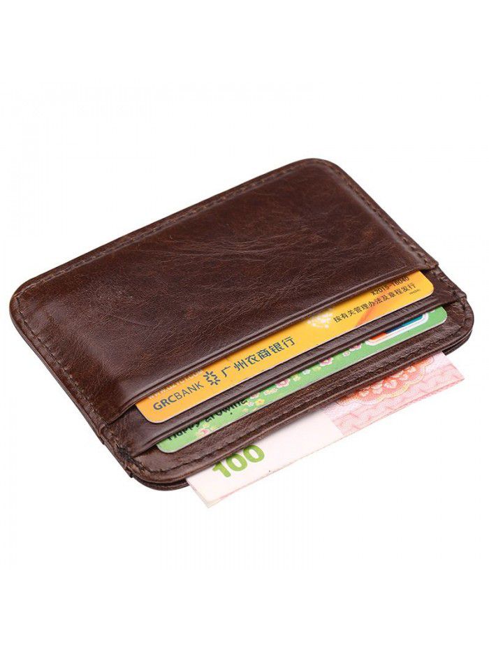 New men's leather wallet, oil wax leather, multi card, Retro Leather, zero wallet, card and bag wholesale