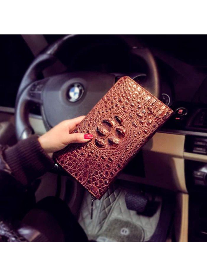 Wallet men's long zipper crocodile leather handbag 2020 new wallet wallet youth mobile phone handbag