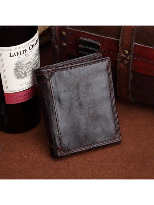 New leather short wallet European and American ret...