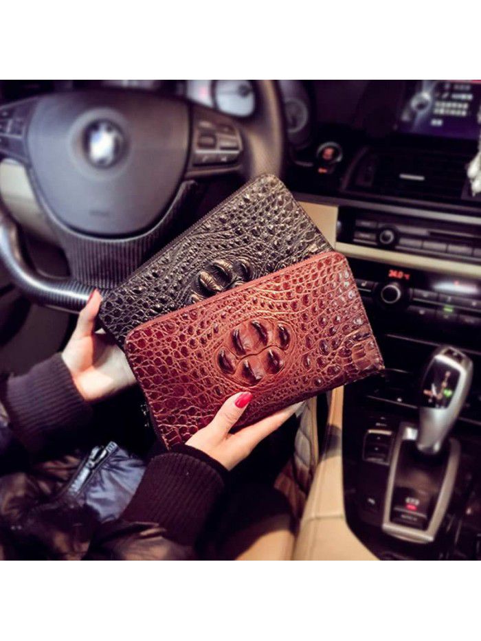 Wallet men's long zipper crocodile leather handbag 2020 new wallet wallet youth mobile phone handbag