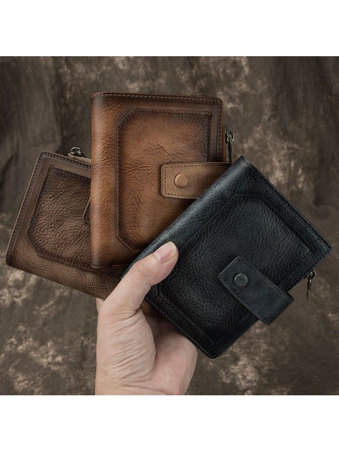 New Retro head leather men's handbag handmade wallet men's wallet leather wallet men's long European and American handbag