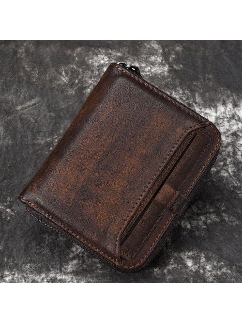 European and American wallet men's short head leat...