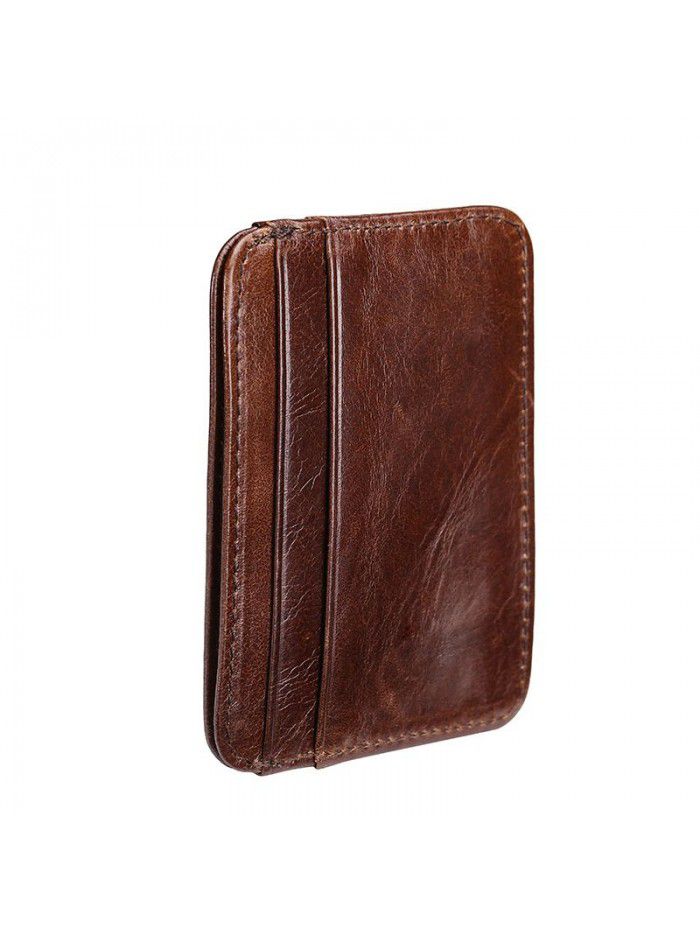 New men's leather wallet, oil wax leather, multi card, Retro Leather, zero wallet, card and bag wholesale