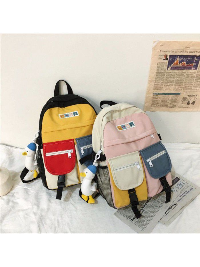 College style, literature and art, color matching, Harajuku students' schoolbags, Korean version, leisure and versatile, University and middle school students' schoolbags, backpacks