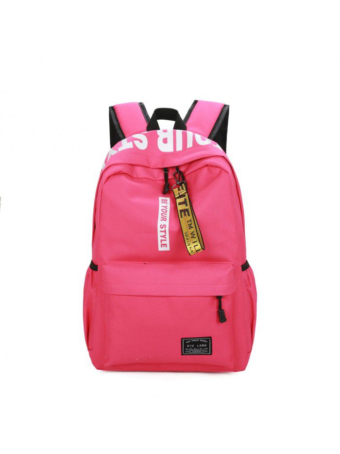 Cross border new leisure backpack nylon solid color student schoolbag backpack wholesale custom Backpack