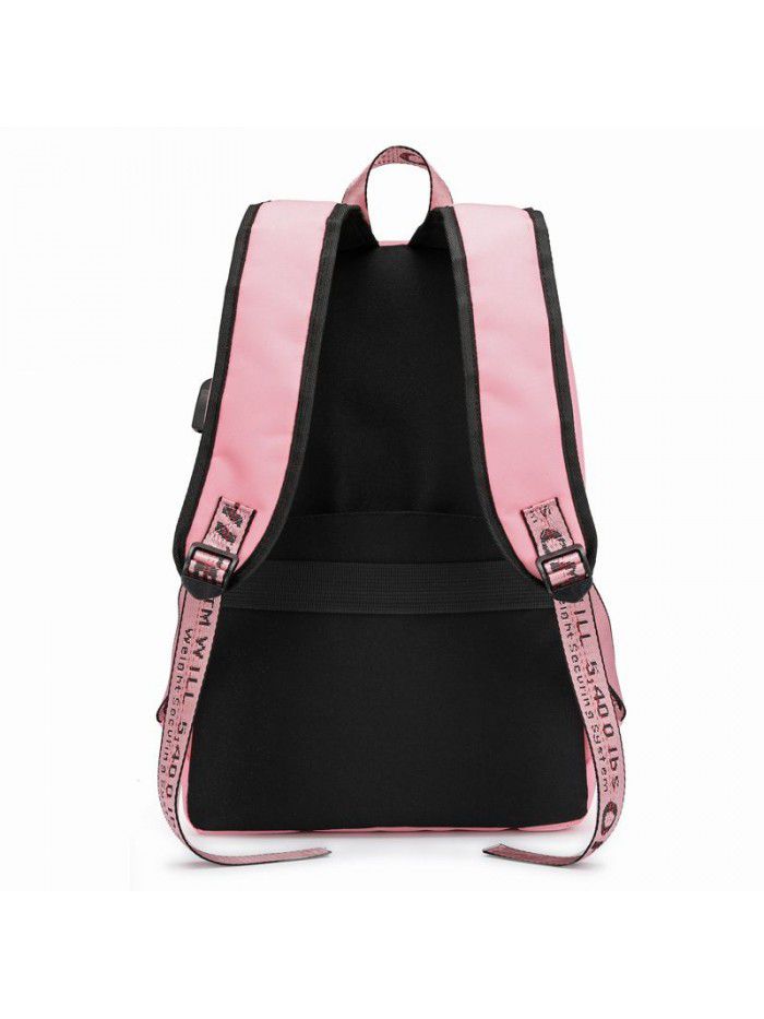 Cross border foreign trade leisure backpack rechargeable student schoolbag luminous lovers backpack manufacturer direct wholesale customization