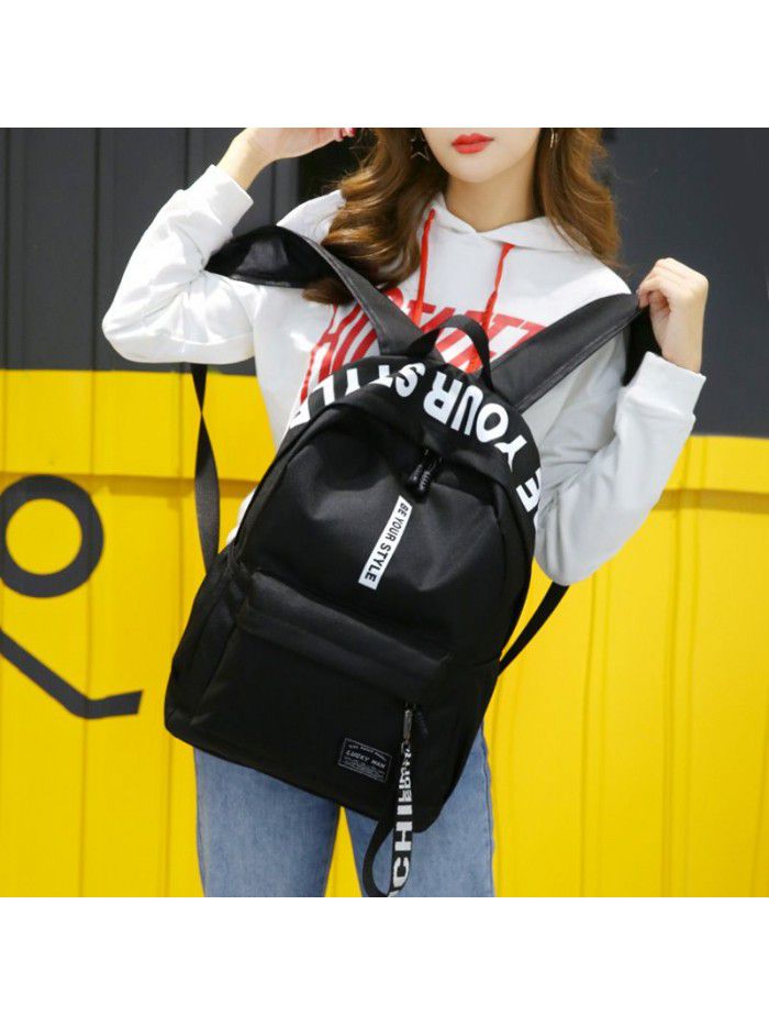 Cross border new leisure backpack nylon solid color student schoolbag backpack wholesale custom Backpack