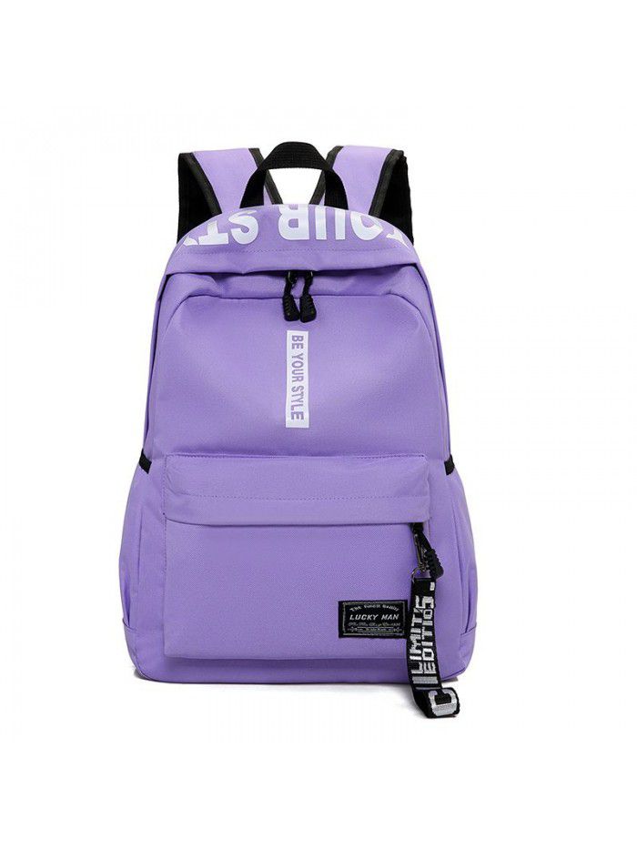 Cross border new leisure backpack nylon solid color student schoolbag backpack wholesale custom Backpack