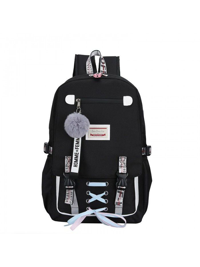 Cross border fashion sports leisure backpack for male and female middle school students schoolbag USB charging anti theft backpack can be customized