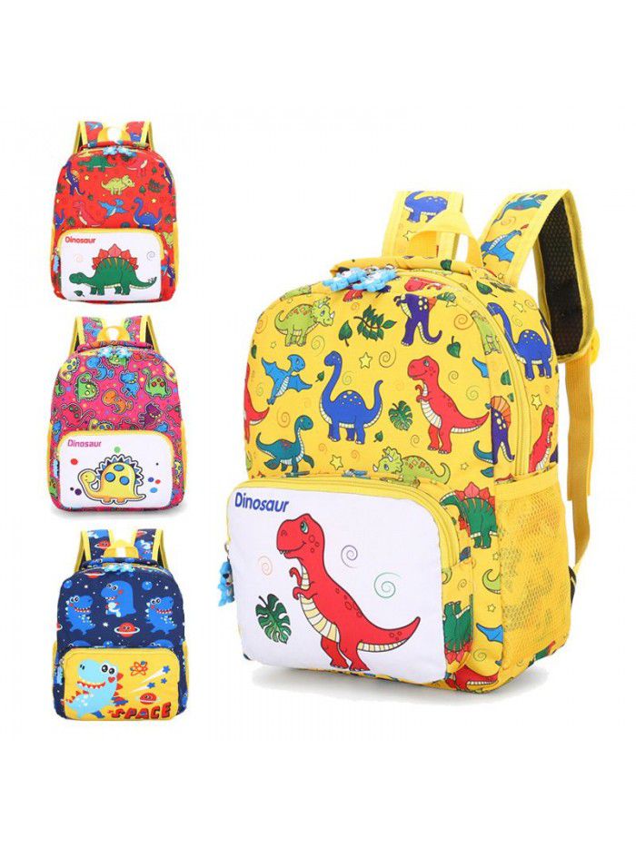 New kindergarten cartoon anti lost schoolbag dinosaur nylon printed children's backpack