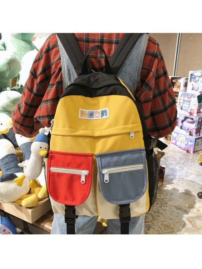 College style, literature and art, color matching, Harajuku students' schoolbags, Korean version, leisure and versatile, University and middle school students' schoolbags, backpacks