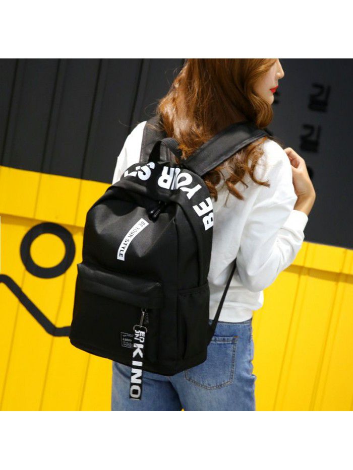 Cross border new leisure backpack nylon solid color student schoolbag backpack wholesale custom Backpack