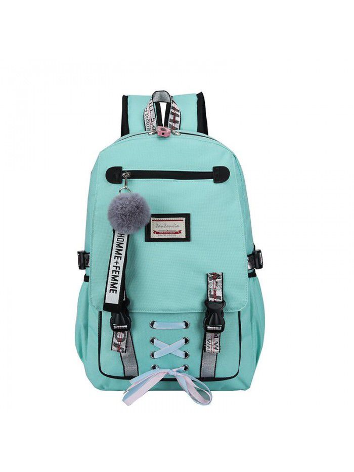 Cross border fashion sports leisure backpack for male and female middle school students schoolbag USB charging anti theft backpack can be customized