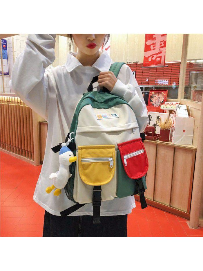 College style, literature and art, color matching, Harajuku students' schoolbags, Korean version, leisure and versatile, University and middle school students' schoolbags, backpacks