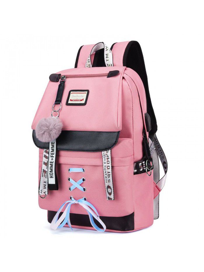 Cross border foreign trade new student schoolbag USB rechargeable backpack Korean backpack trend manufacturers direct customization