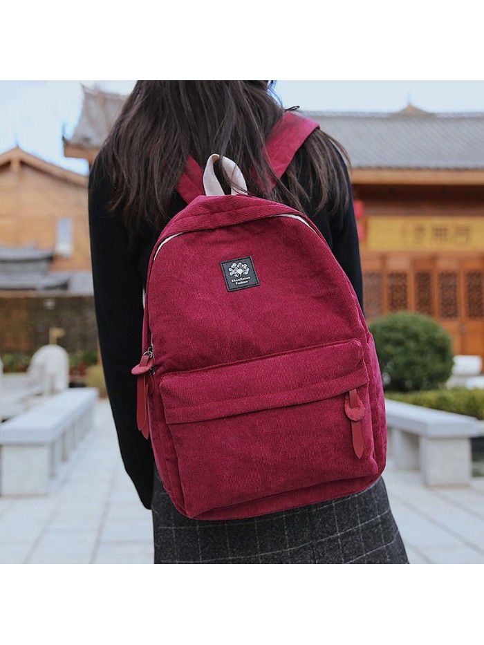  new cross border fashion sports leisure backpack solid cloth student schoolbag backpack can be customized