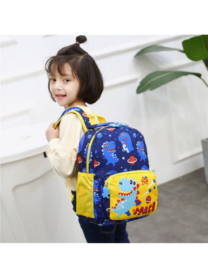 New kindergarten cartoon anti lost schoolbag dinosaur nylon printed children's backpack