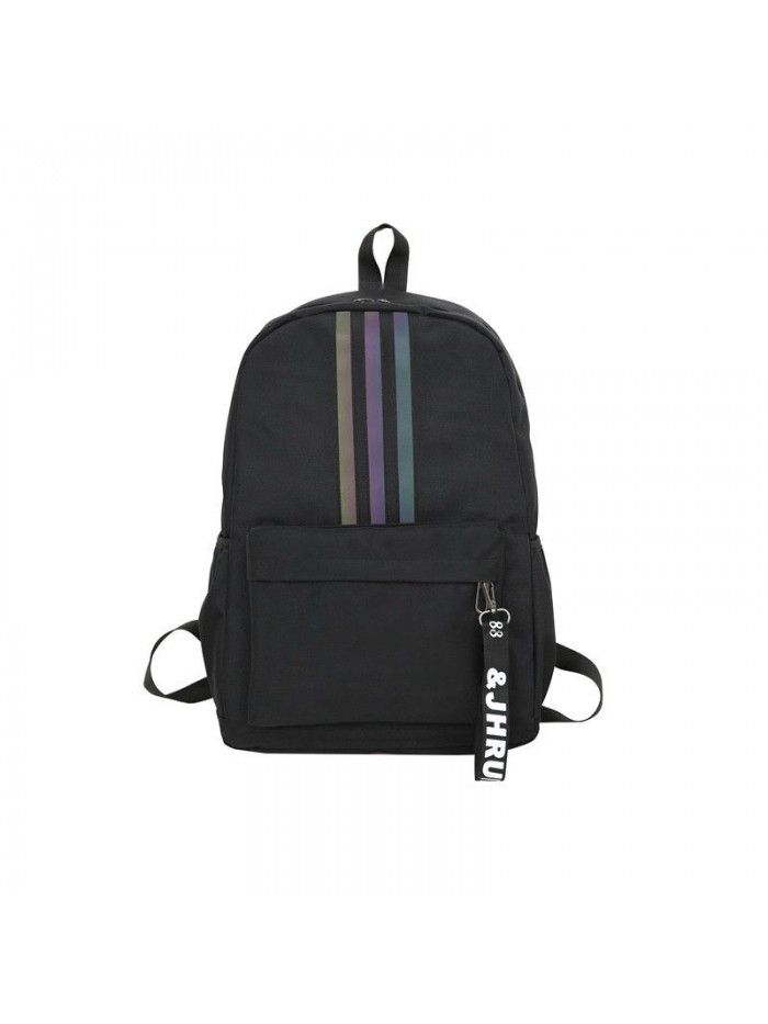 Cross border new fashion leisure backpack student schoolbag backpack reflective strip schoolbag manufacturer wholesale customization