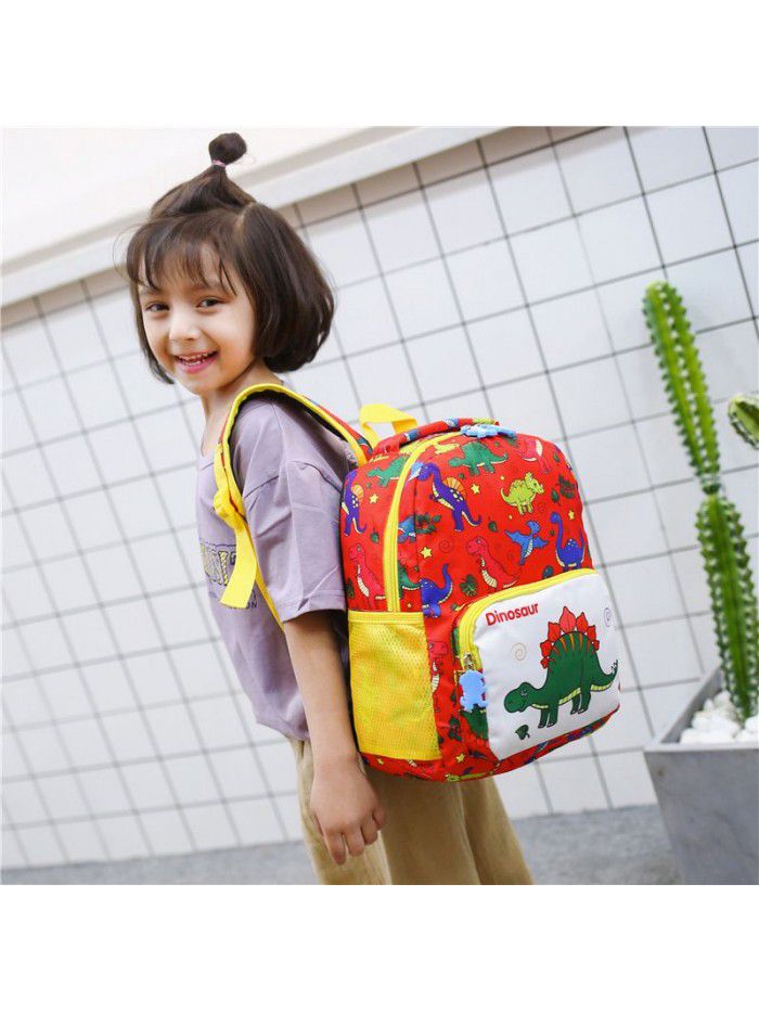 New kindergarten cartoon anti lost schoolbag dinosaur nylon printed children's backpack