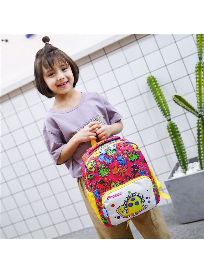 New kindergarten cartoon anti lost schoolbag dinosaur nylon printed children's backpack