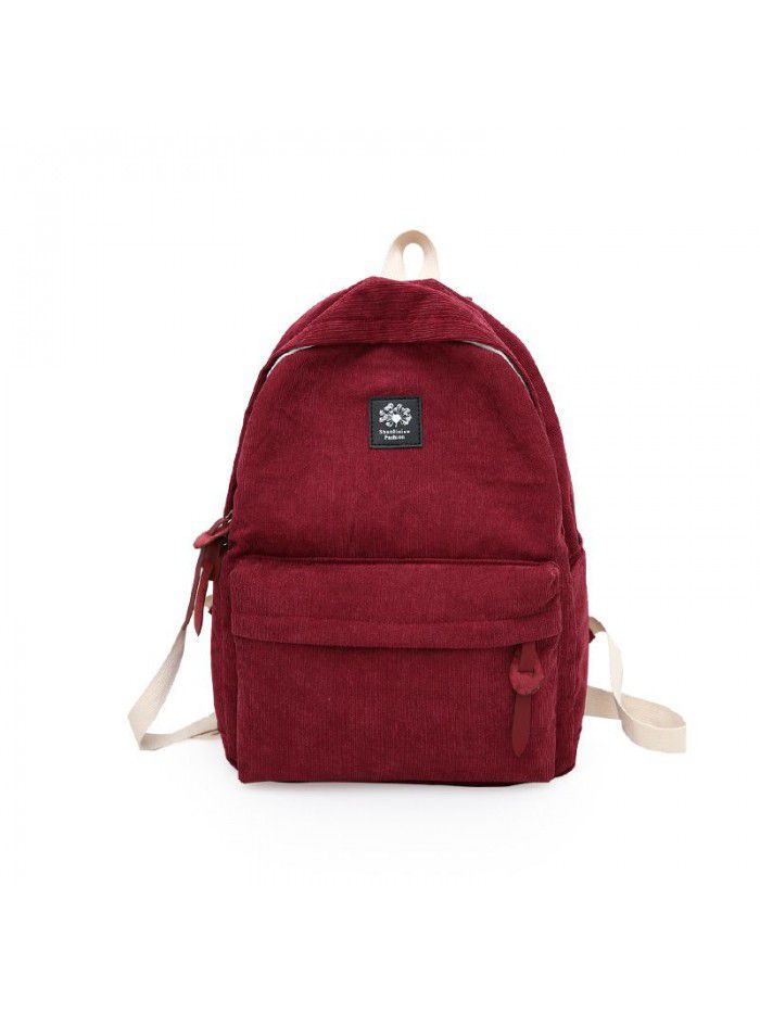  new cross border fashion sports leisure backpack solid cloth student schoolbag backpack can be customized