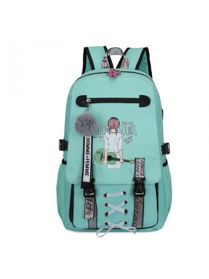 Cross border fashion sports leisure backpack for male and female middle school students schoolbag USB charging anti theft backpack can be customized