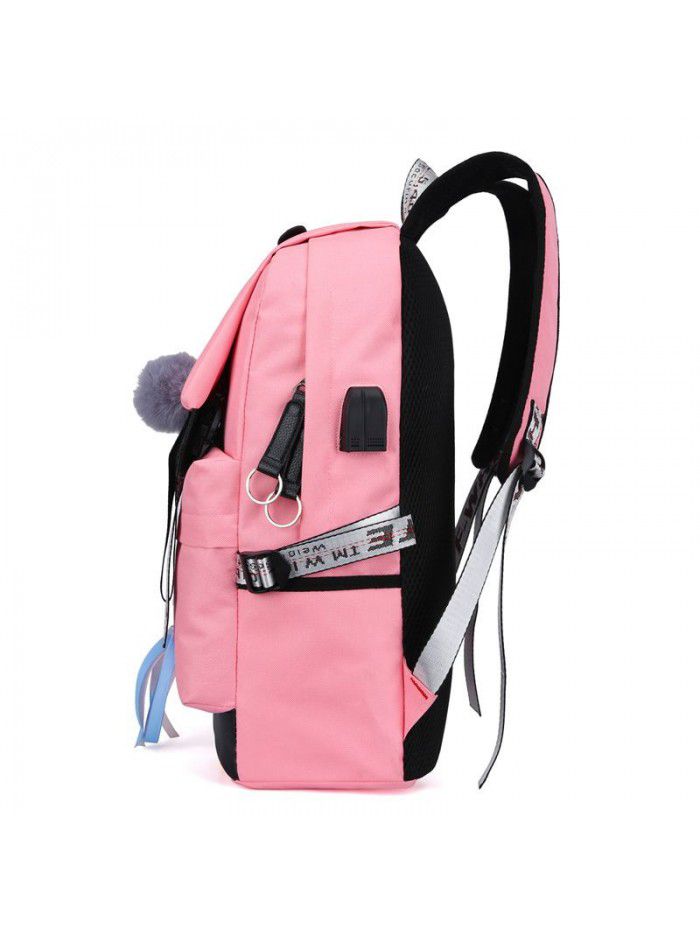 Cross border foreign trade new student schoolbag USB rechargeable backpack Korean backpack trend manufacturers direct customization