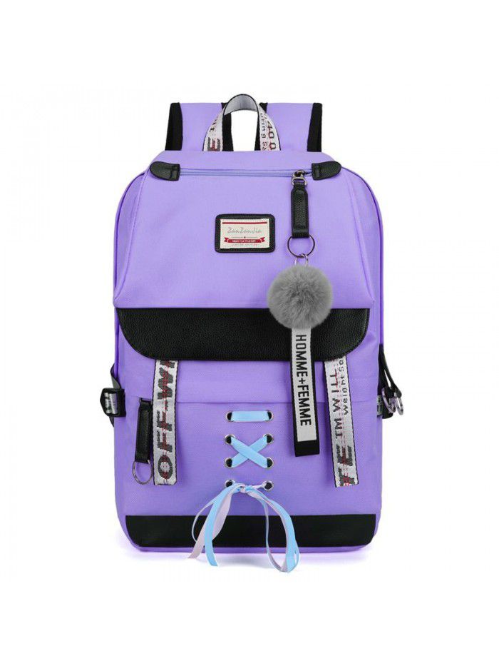 Cross border foreign trade new student schoolbag USB rechargeable backpack Korean backpack trend manufacturers direct customization