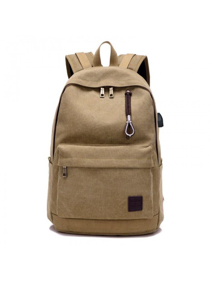 Cross border new backpack men's casual canvas travel trend fashion backpack high school students schoolbag