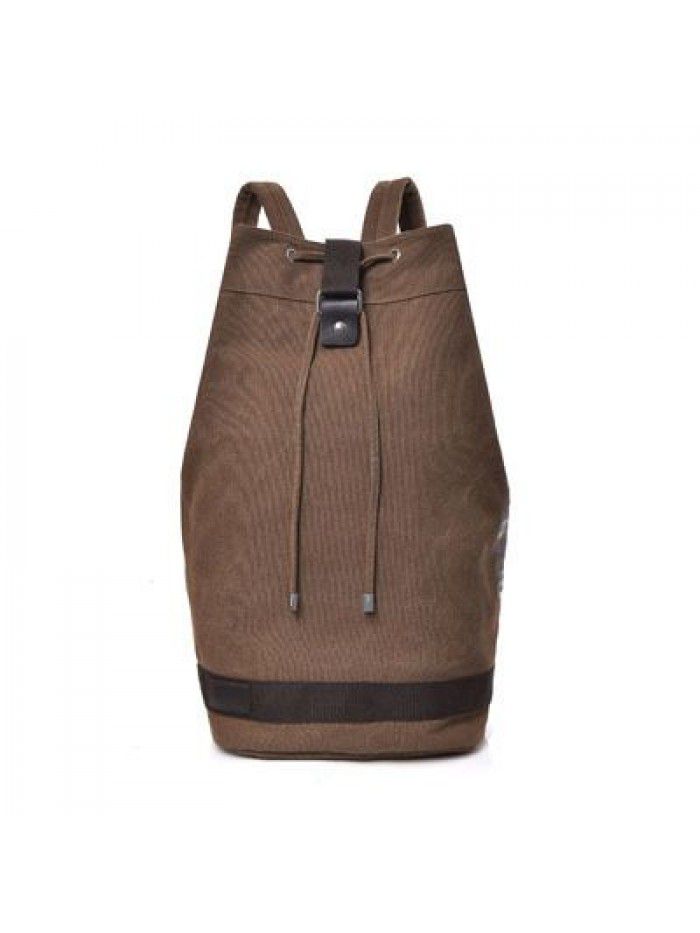 Fashion canvas sports backpack bucket bag travel computer backpack men's bag leisure travel schoolbag for men and women