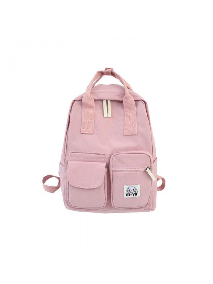 Canvas Backpack 2020 new classic simple canvas wearable and lightening college style solid color student schoolbag 