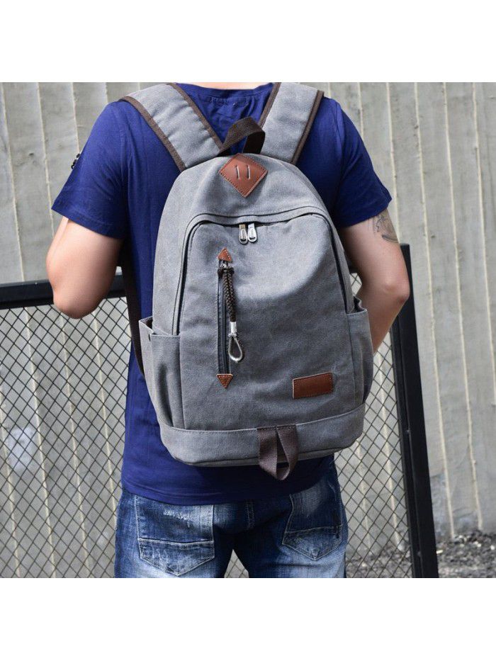 Fashion trend backpack men's casual Canvas Backpack retro travel bag high school student schoolbag men's f8108