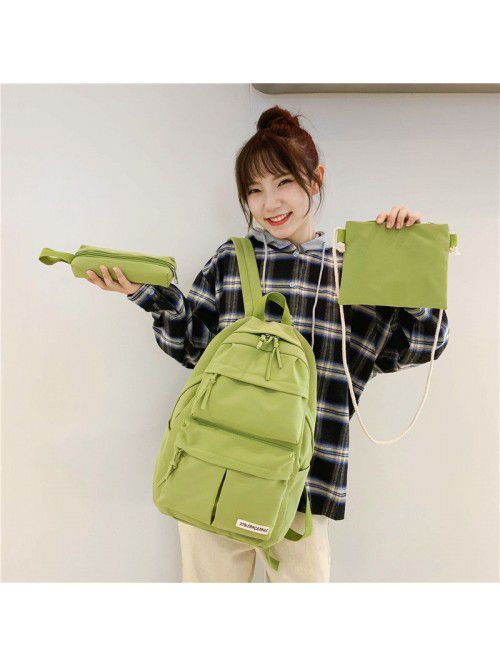 New Student Backpack three piece Korean schoolbag ...