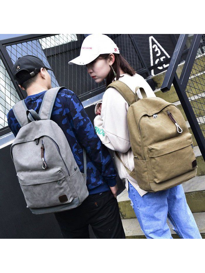 Fashion trend backpack casual Canvas Backpack retro travel bag college boys and girls schoolbag 8016