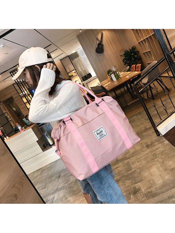 Storage bag 2019 new horizontal college style nylon wear resistant waterproof large capacity solid color travel bag fitness bag